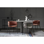 Стул полукруглый с каркасом из металла и мягким сиденьем и спинкой Soft Chenille варинант исполнения - 4 | Loft Concept в Перми