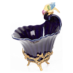 Чаша темно-синего цвета из фарфора с разноцветной птичкой Eden Garden porcelain and bronze варинант исполнения - 9 | Loft Concept в Перми