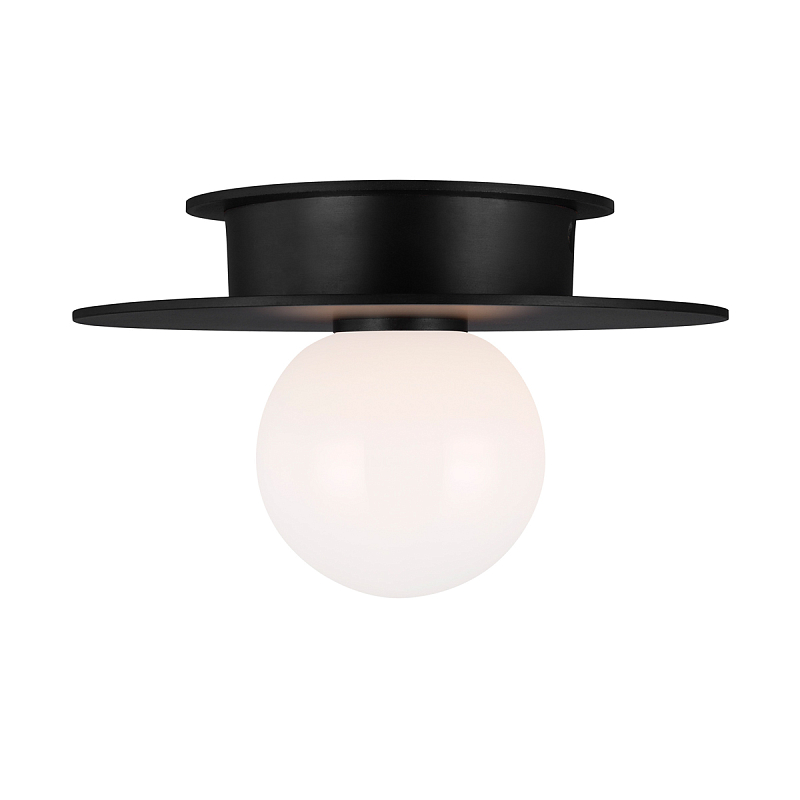 Потолочный светильник с шарообразным плафоном из белого матового стекла Generation Lighting Черный Белый в Перми | Loft Concept 