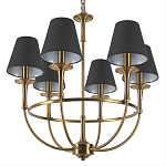 Люстра на металлическом основании бронзового цвета с 6-ю черными конусовидными абажурами Dignity варинант исполнения - 8 | Loft Concept в Перми