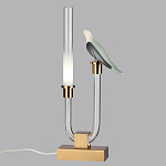 Настольная лампа с прозрачной трубкой и декоративной фигуркой птицы на бронзовой подставке Ganthea варинант исполнения - 3 | Loft Concept в Перми