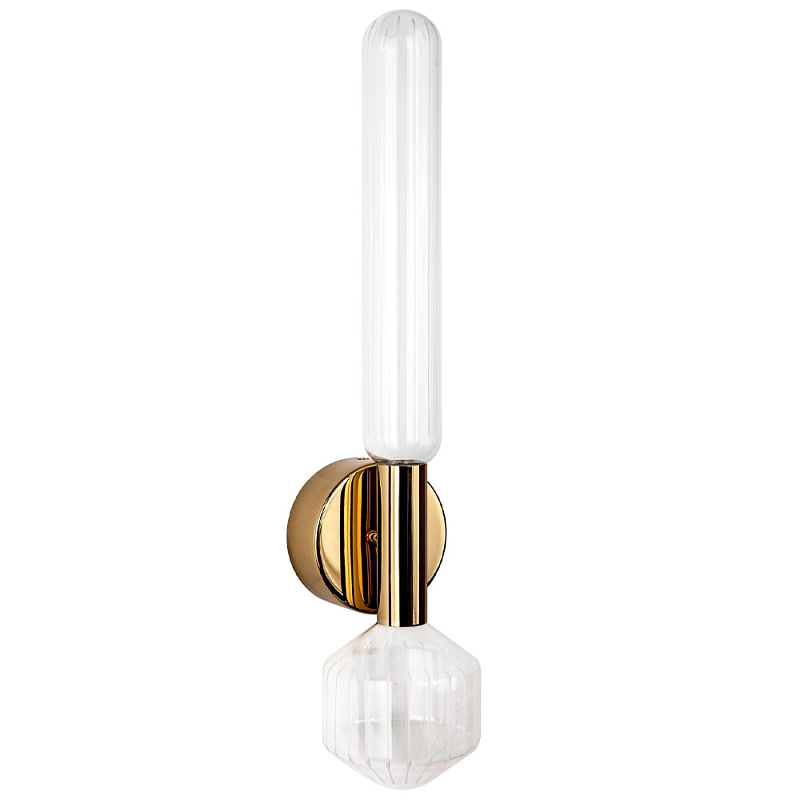 Бра со стеклянным плафоном в виде колбы Alfe Glass Wall Lamp Глянцевое золото Белый Бра со стеклянным плафоном в виде колбы Alfe Glass Wall Lamp Глянцевое золото Белый в Перми | Loft Concept