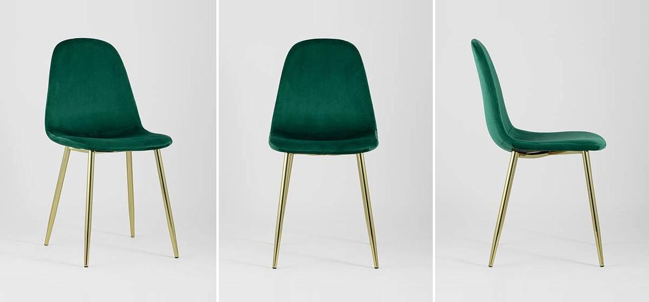 Стул Archie Chair Изумрудный Зеленый Велюр Золотые ножки Стул Archie Chair Изумрудный Зеленый Велюр Золотые ножки - Loft-Concept в Перми