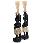 Комплект из 2-х деревянных статуэток Asmat Straw Headdress Statuettes Multicolor варинант исполнения - 4 | Loft Concept в Перми