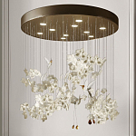 Люстра каскадная с белыми цветами и птицами Takeoff варинант исполнения - 2 | Loft Concept в Перми