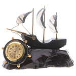 Часы настольные в виде парусника из натурального камня Обсидиан Sailboat Stone Clock варинант исполнения - 4 | Loft Concept в Перми