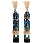 Комплект из 2-х деревянных статуэток Asmat Straw Headdress Statuettes Blue Tattoo варинант исполнения - 4 | Loft Concept в Перми
