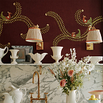 Обои с вышивкой ручной работы Fyodor Original colourway on Merlot linen варинант исполнения - 4 | Loft Concept в Перми