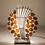 Настольная лампа из перламутра и дерева на подставке Indonesian Shell варинант исполнения - 4 | Loft Concept в Перми