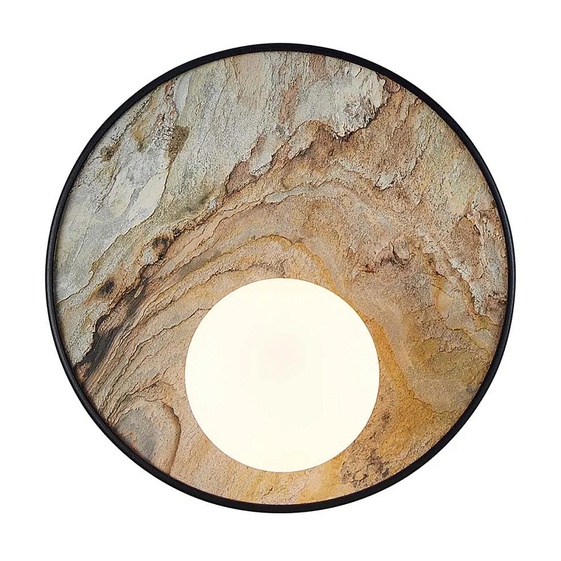 Бра круглое с каменным диском в металлической раме Sandstone Painting  в Перми | Loft Concept 