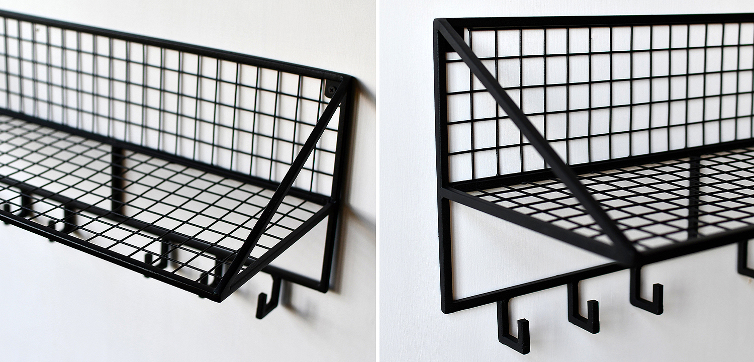 Вешалка с полкой Rhian Industrial Metal Rust Shelf Black S Вешалка с полкой Rhian Industrial Metal Rust Shelf Black S - Loft-Concept в Перми