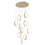 Потолочная люстра каскадная светодиодная с золотистым каркасом Ring of Fire варинант исполнения - 1 | Loft Concept в Перми