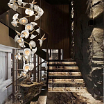 Люстра каскадная из белых цветов каллы и птичек Refined Taste of Light варинант исполнения - 3 | Loft Concept в Перми