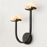 Бра с 2-мя мраморными плафонами на черном корпусе Light Warm Light варинант исполнения - 1 | Loft Concept в Перми