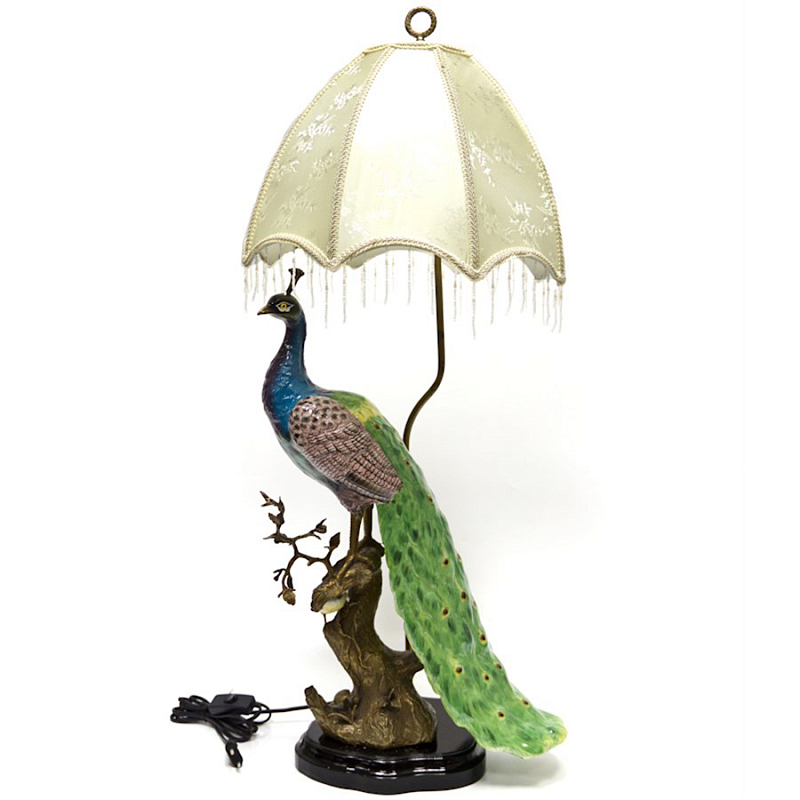 Настольная лампа Peacock Lamp Белый Зеленый Синий Бронза в Перми | Loft Concept 