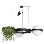 Подвесной светильник с 2-мя шарообразными плафонами и цилиндрическим спотом Light of Еyes варинант исполнения - 2 | Loft Concept в Перми