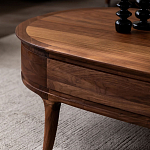 Кофейный стол овальный из дерева с 2-мя ящиками Coffee Walnut Table варинант исполнения - 5 | Loft Concept в Перми