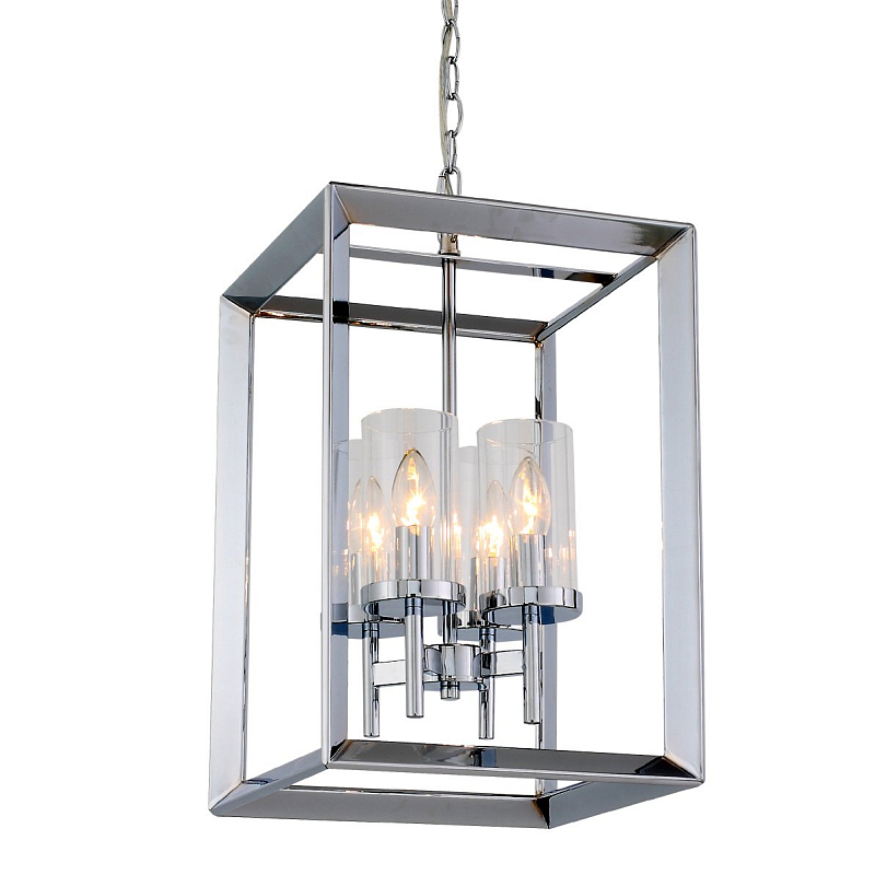 Подвесной светильник Rectangle Chrome Pendant Lamp 4 Хром Подвесной светильник Rectangle Chrome Pendant Lamp 4 Хром в Перми | Loft Concept