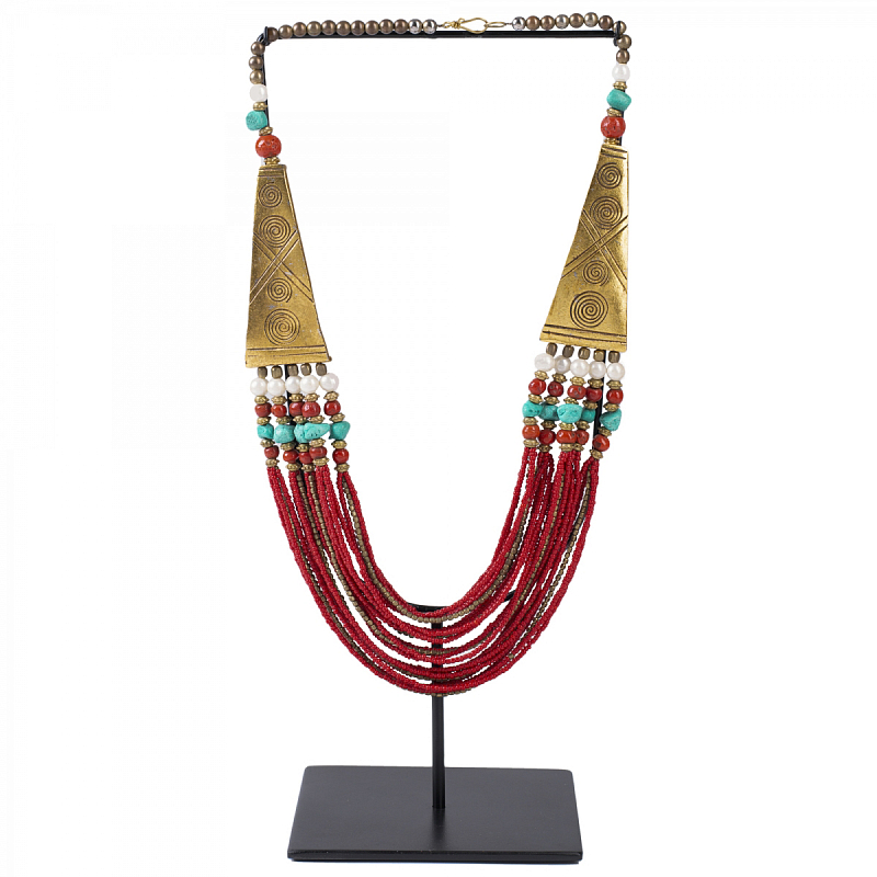 Ожерелье на подставке NECKLACE RED AND BRASS Латунь Красный в Перми | Loft Concept 