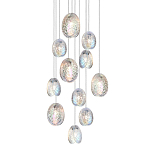 Люстра каскадная с 11-ю круглыми плафонами из рельефного стекла Disc Light варинант исполнения - 1 | Loft Concept в Перми