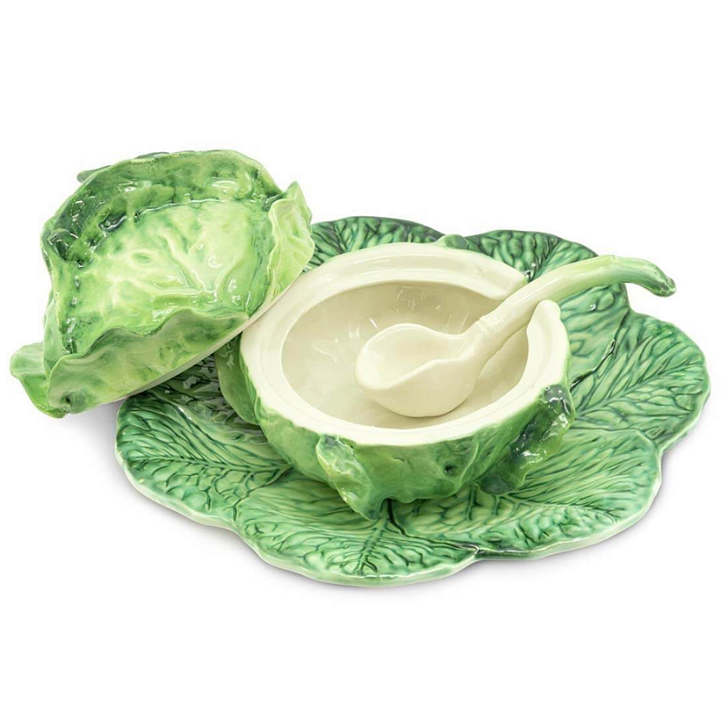 Супница SOUP BOWL CABBAGE W/PLATE  D20 Зеленый в Перми | Loft Concept 