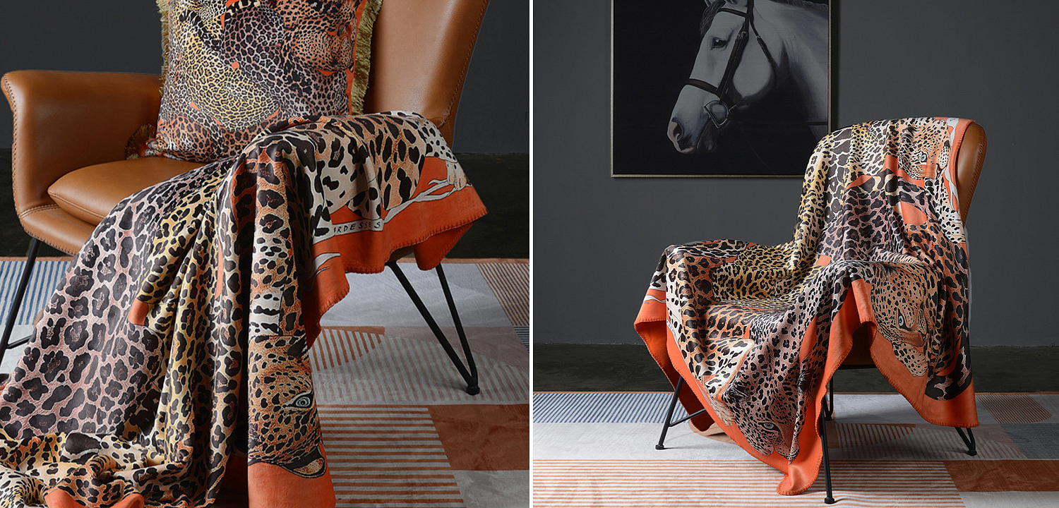 Плед Hermes Leopards Orange Плед Hermes Leopards Orange - Loft-Concept в Перми
