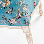 Стул из массива бука бирюзовый с изображением птиц и цветов Turquoise Beige Chinoiserie Peach Garden Chair варинант исполнения - 5 | Loft Concept в Перми