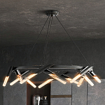 Люстра круглая с трубчатыми лампочками Vanguard Circle варинант исполнения - 3 | Loft Concept в Перми