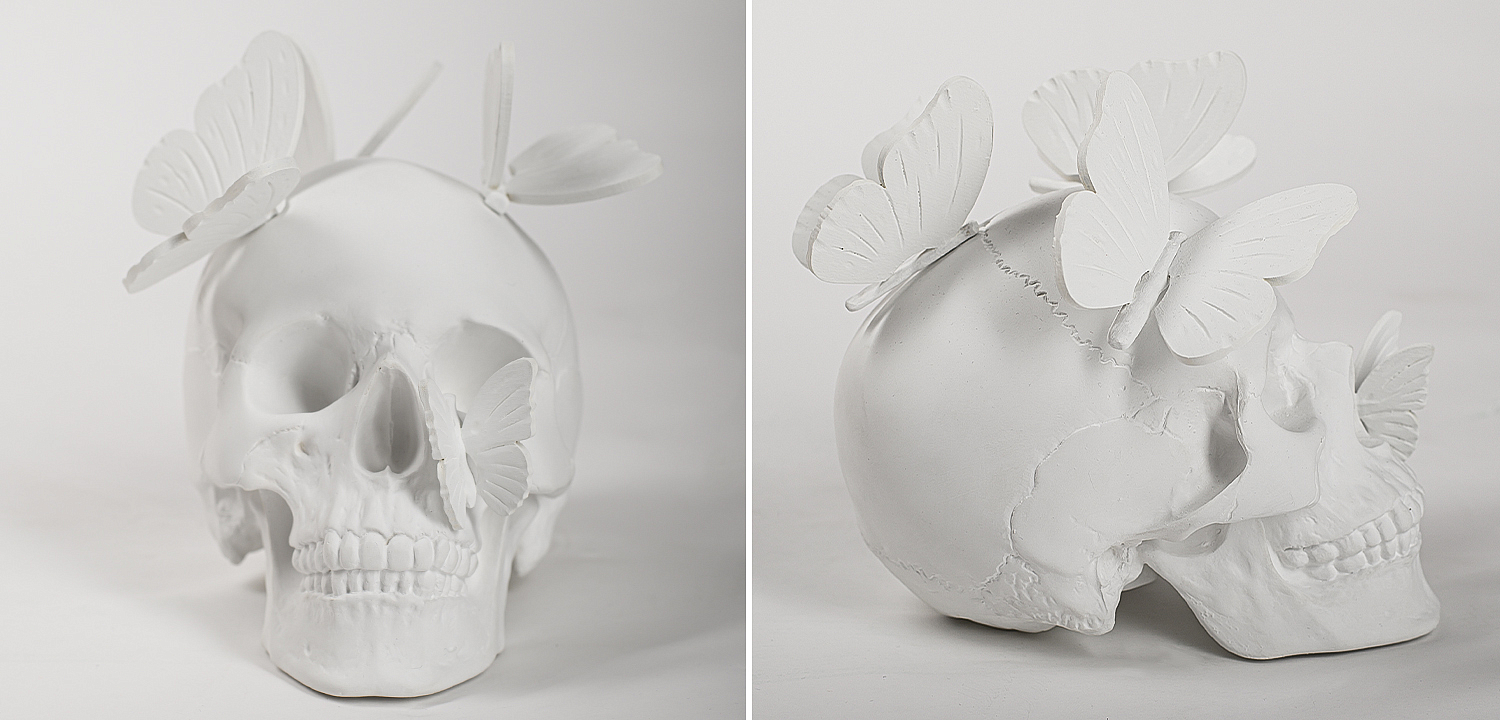 Статуэтка Skull with butterflies white Статуэтка Skull with butterflies white - Loft-Concept в Перми