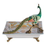 Блюдо квадратное с павлином на бронзовых ножках Eden Garden варинант исполнения - 3 | Loft Concept в Перми