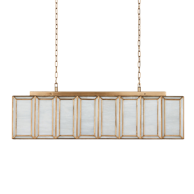 Люстра прямоугольная с каркасом золотого цвета Soft Glow Lamps Золотой Молочный в Перми | Loft Concept 