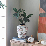 Ваза с нежным цветочным узором в пастельных тонах и крышкой с золотым акцентом Chinoiserie Ceramics варинант исполнения - 6 | Loft Concept в Перми