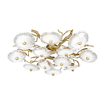 Потолочная люстра круглая ветвистыми бронзовыми элементами и стеклянными рифлеными дисками Textured Glass Chandelier варинант исполнения - 3 | Loft Concept в Перми