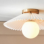 Потолочный светильник с белым плиссированным абажуром Headquarters варинант исполнения - 2 | Loft Concept в Перми