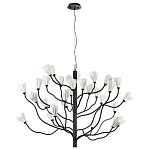 Люстра подвесная черного цвета с ветвями и белыми фарфоровыми цветами Floralis варинант исполнения - 10 | Loft Concept в Перми