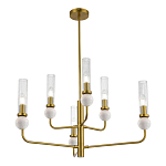 Люстра с 6-ю плафонами в форме стеклянных трубок и мраморных декоративных элементов Montreal варинант исполнения - 4 | Loft Concept в Перми