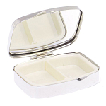 Таблетница карманная прямоугольная с 2-мя отделениями с зеркалом и накладкой из натурального камня Оникс Silver Stone Pillboxes варинант исполнения - 3 | Loft Concept в Перми