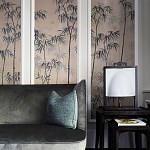 Обои ручная роспись Distant Bamboo Special Colourway on Lead Grey dyed silk варинант исполнения - 2 | Loft Concept в Перми