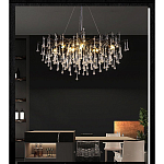 Люстра черная с прозрачными стеклянными подвесками в форме капель FAIRYTREE Light варинант исполнения - 5 | Loft Concept в Перми