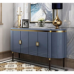 Дизайнерский комод синий глянцевый с золотыми ручками на 4-х дверцах Martin варинант исполнения - 1 | Loft Concept в Перми