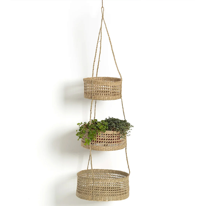 Подвесные плетеные корзины для цветов Musa Wicker Baskets Бежевый в Перми | Loft Concept 