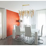 Люстра линейная золотого цвета с декоративными ветвями и длинными стеклянными подвесками в форме сосулек Droplet Chandelier варинант исполнения - 10 | Loft Concept в Перми