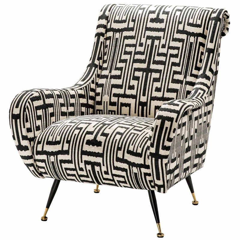 Кресло Eichholtz Chair Giardino Ozbek Black Черно-белый Латунь Кресло Eichholtz Chair Giardino Ozbek Black Черно-белый Латунь в Перми | Loft Concept
