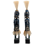 Комплект из 2-х деревянных статуэток Asmat Straw Headdress Statuettes Dark Blue варинант исполнения - 5 | Loft Concept в Перми