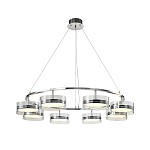 Люстра светодиодная с 8-ю прозрачными плафонами цилиндрической формы из акрила и стекла с пультом для регулировки света Glass Lamp Chromium варинант исполнения - 2 | Loft Concept в Перми
