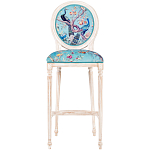 Барный стул из массива бука с изображением птиц и цветов Turquoise Beige Chinoiserie Garden Chair варинант исполнения - 1 | Loft Concept в Перми