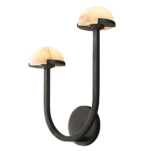Бра с 2-мя мраморными плафонами на черном корпусе Light Warm Light