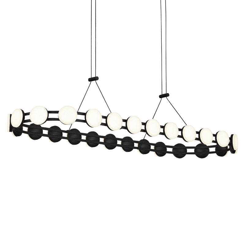 Люстра овальная с круглыми светодиодными источниками света Maxine Light Золотой Черный Белый в Перми | Loft Concept 