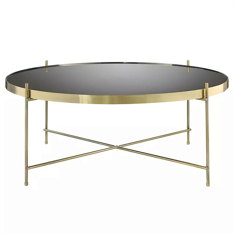 Кофейный столик с круглой зеркальной столешницей Round Mirror Table Коричневый Латунь в Перми | Loft Concept 