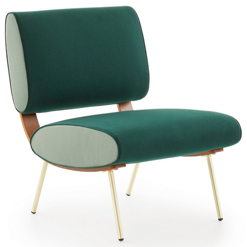 Дизайнерское кресло без подлокотников Gio Ponti ROUND D.154.5 Armchair Зеленый Коричневый Золотой в Перми | Loft Concept 